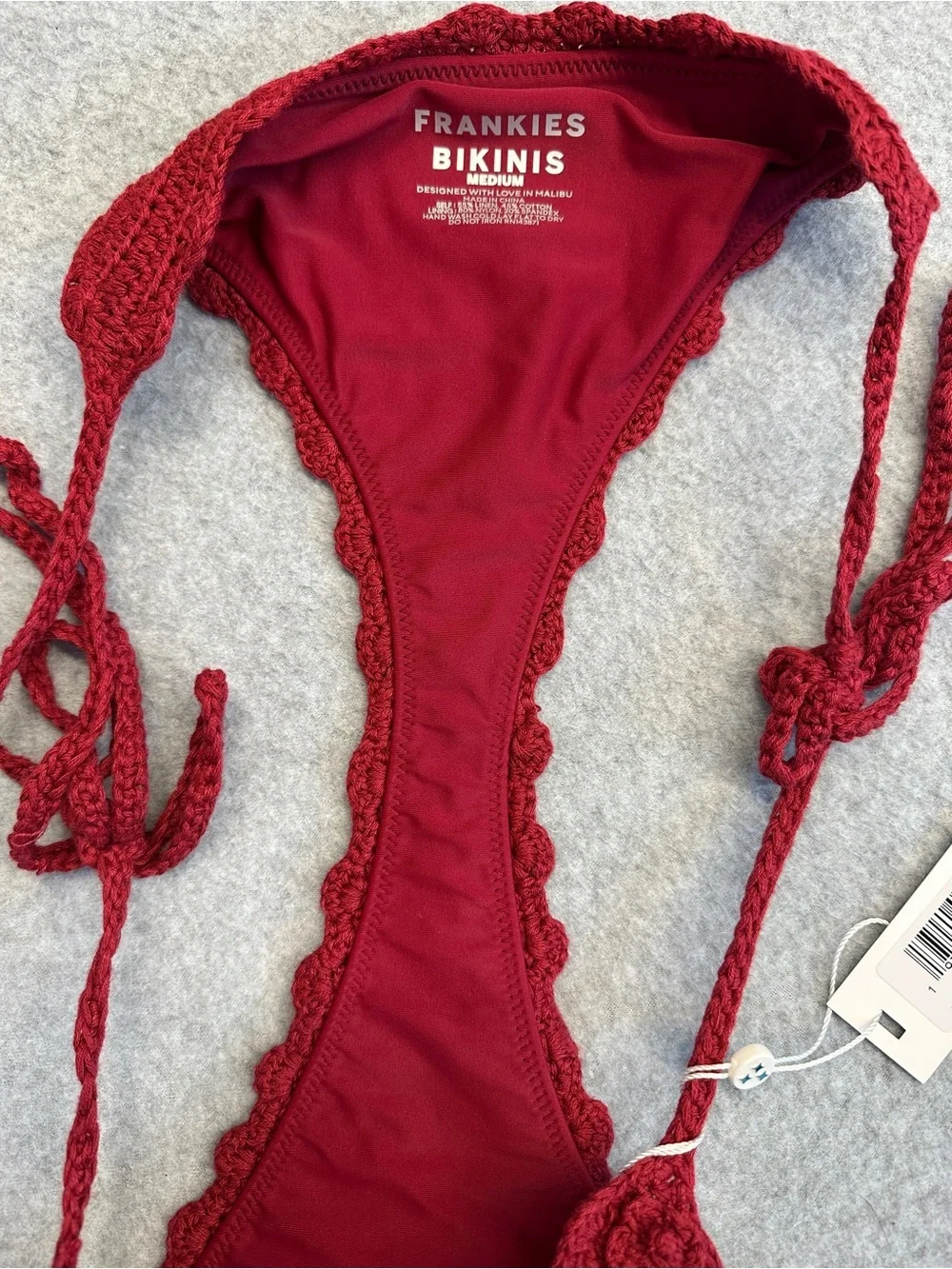 Frankie’s Bikinis Red Crochet Top and Bottom Set